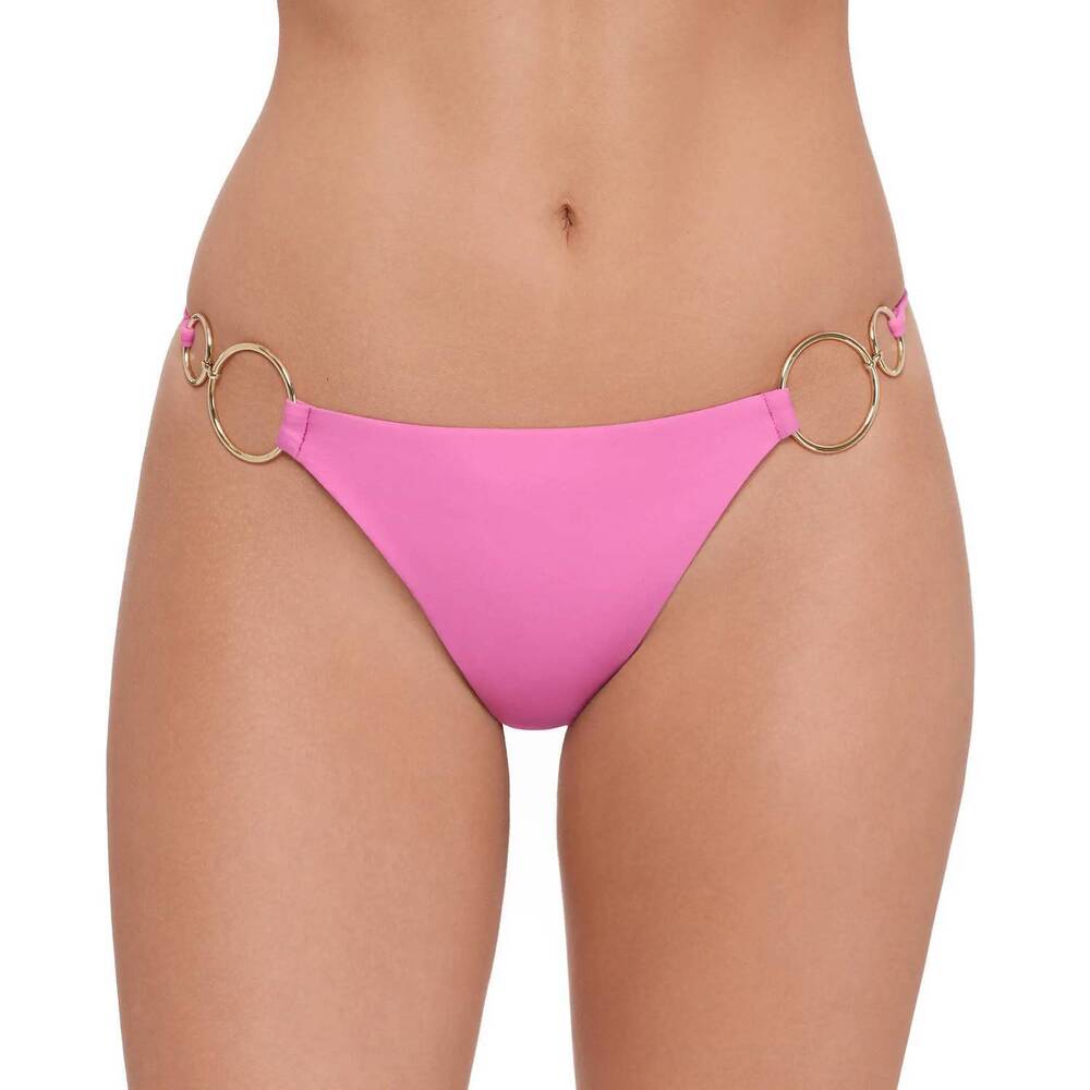 NEW STEVE MADDEN strap side double ring bikini bottom in neon pink